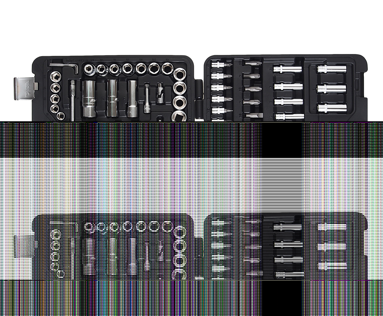 Набор головок торцевых и бит 1/4",1/2" 6-ти гранных 96 предметов в кейсе JTCJTC
