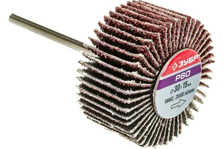 ЗУБР  d 30x15 мм, P60, круг шлифовальный лепестковый, на шпильке  d  3.2 мм; 36600-060
