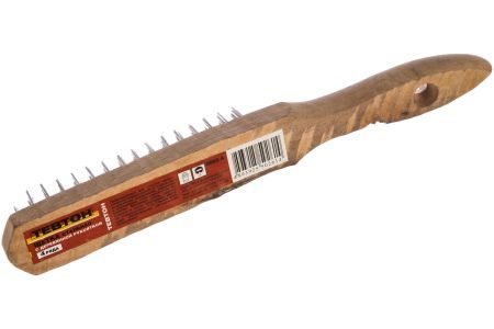 Щетка проволочная стальная ТЕВТОН 4 ряда пластмассовая рукоятка 3503-4