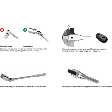 Шарнирный вороток-кобра Inforce 06-05-109
