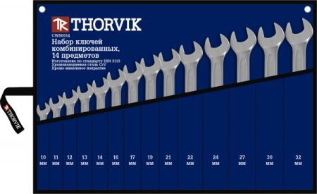 Thorvik CWS0014 Набор ключей гаечных комбинированных в сумке, 10-32 мм, 14 предметов