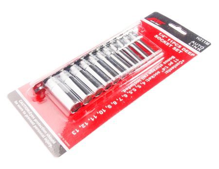 Набор головок торцевых 1/4" 6-ти гранных 04-13мм глубоких L=50мм 11 предметов JTCJTC