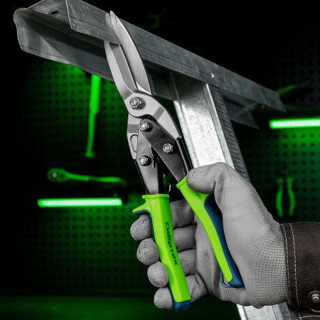 Ножницы по металлу, удлиненные, 285 мм, пряморежущие, двухкомпонентные обрезиненные рукоятки Сибртех