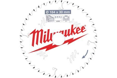 Milwaukee Пильный диск для циркулярной пилы по дереву 184x30x2,1x40 скошенные зубья (замена для 4932352328) Mi
