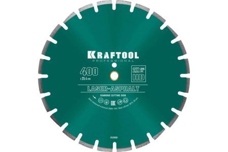 KRAFTOOL LASER-ASPHALT 400 мм, диск алмазный отрезной по асфальту (400х25.4/20 мм, 10х3.4 мм), 36687-400
