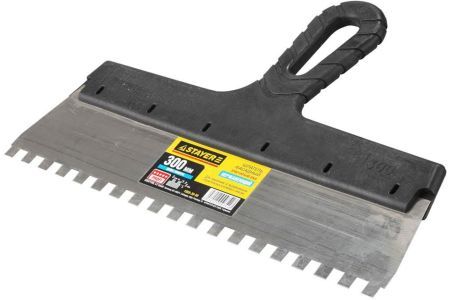 Фасадный зубчатый нержавеющий шпатель STAYER Inox-t 300мм зуб 8х8мм пластиковая ручка 1009-30-08