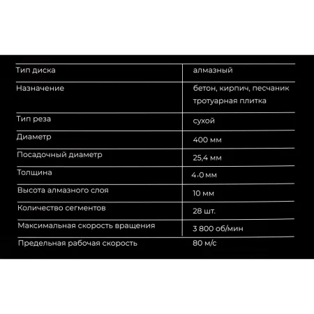 Алмазный сегментный диск по бетону Gigant G-10362