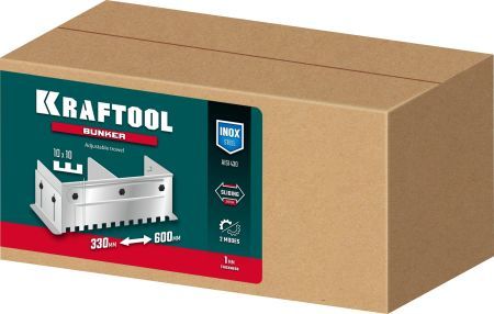 KRAFTOOL BUNKER зуб 10*10 мм, до 600 мм, нерж. сталь, Раздвижная гребенка для плитки (0808-10)