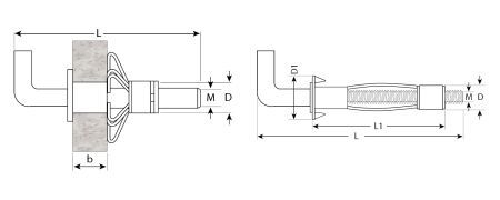 ЗУБР МОЛЛИ, М4 х 32 х 13 мм, 150 шт, анкер с крюком для пустотелых конструкций (4-302492-04-032)