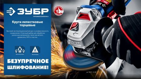 ЗУБР 125 х 22.2 мм, P80, КЛТ, Круг лепестковый торцевой (36591-125-80)