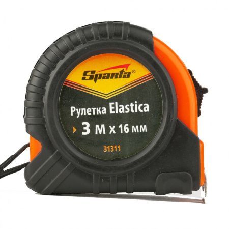 SPARTA Рулетка Elastica, 3 м х 16 мм, обрезиненный корпус Sparta
