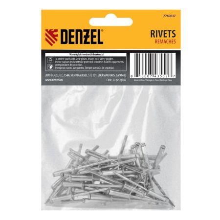 Заклепки алюминиевые, 5/32"-5/8", 4 х 15 мм, 50 шт Denzel