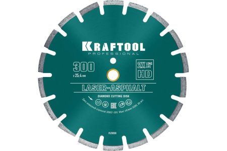 KRAFTOOL LASER-ASPHALT 300 мм, диск алмазный отрезной по асфальту (300х25.4/20 мм, 10х3.2 мм), 36687-300