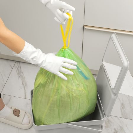 Пакеты для мусора с завязками 35 л x 15 шт., зеленые, Home Palisad