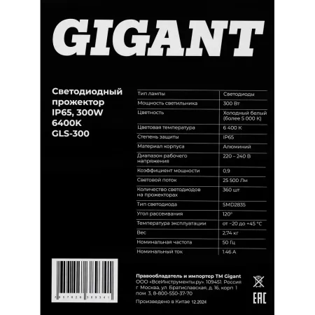 Светодиодный прожектор Gigant GLS-300