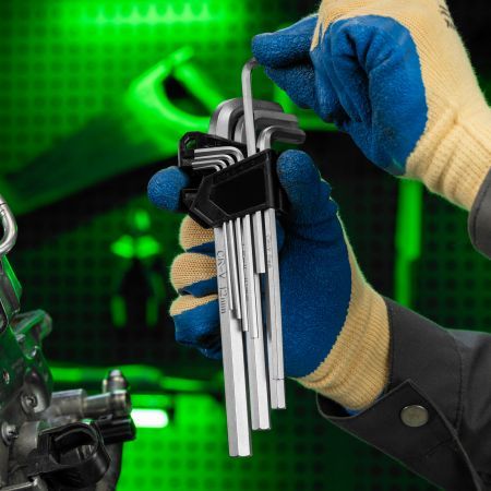 Набор ключей имбусовых, HEX, 2-12 мм, CrV, 9 шт., удлиненные Сибртех