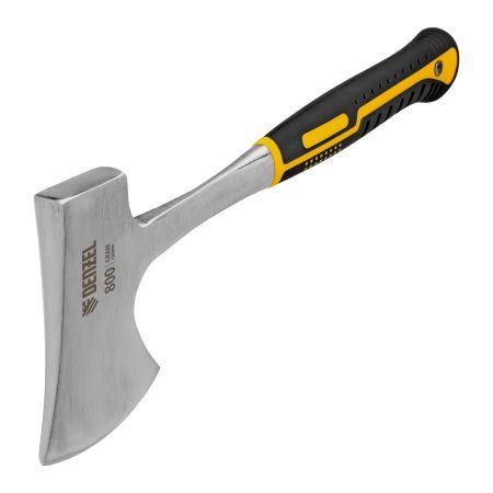 Топор цельнометаллический, 800 г, двухкомпонентная обрезиненная рукоятка, прямой хват Denzel