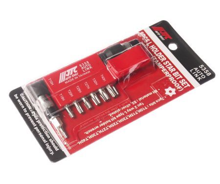 Набор бит 1/4" TORX с отверстием Т10Н-Т40Н с Г-образным держателем 8 предметов JTCJTC