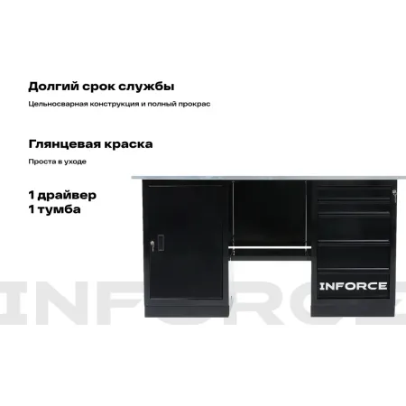 Верстак Inforce с драйвером и тумбой 1600х686х845