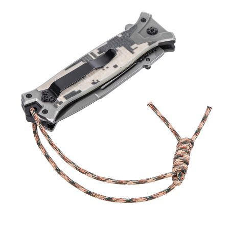 Нож складной, многоцелевой, системы Liner-Lock, с накладкой G10 на прямой рук-ке+стеклобой Denzel