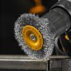 Щетка для дрели, 75 мм, Плоская, со шпилькой, нержавеющая витая проволока Denzel