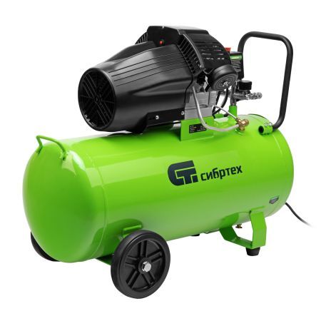Компрессор воздушный КК-2200/100, 2,2 кВт, 350 л/мин, 100 л, прямой привод, масляный Сибртех