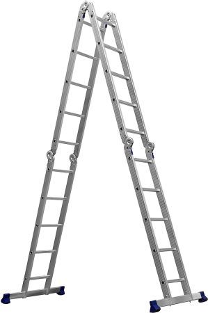 СИБИН ЛТ-45, 4 x 5 ступени, алюминиевая, четырехсекционная лестница-трансформер (38853)