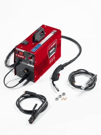 ЗУБР RED FORCE, MIG / MAG, FCAW, MMA, TIG, 160 А, полуавтомат сварочный, с газом / без газа, горелка ПСГ-180 (ПСГ-М5-160)