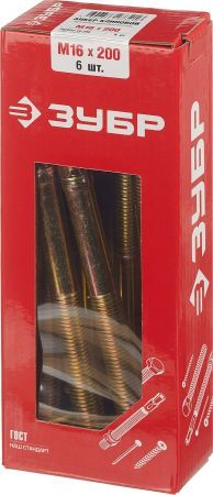 ЗУБР М16 х 200 мм, 6 шт, клиновой анкер (302032-16-200)