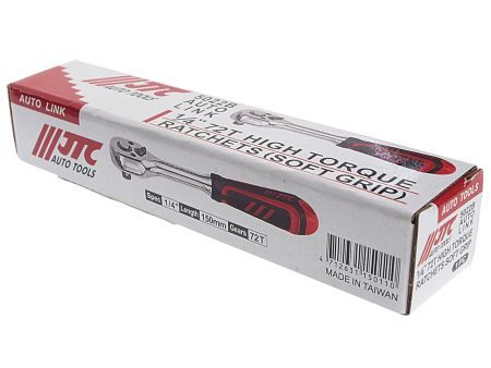 Ключ трещотка 1/4" 72 зуба 150мм с резиновой рукояткой JTCJTC