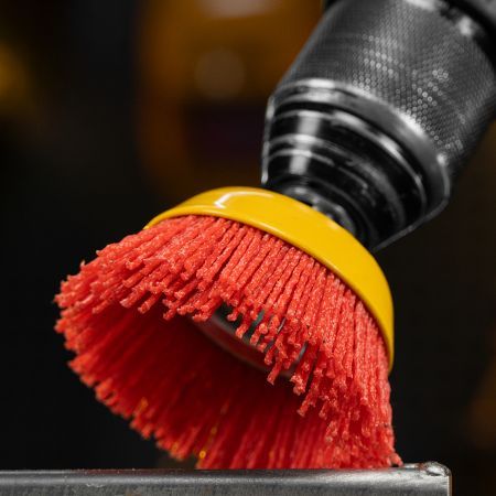 Щетка для дрели, 75 мм, Чашка, со шпилькой, нейлоновая щетина Denzel