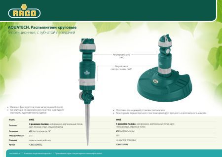 RACO Aquatech 695C, 5-позиционный, на металлической пике, круговой распылитель (4260-55/695C)