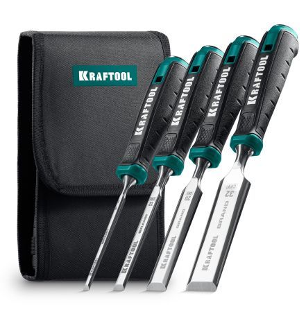 KRAFTOOL GRAND-4 набор стамесок-долот с двухкомпонентной рукояткой, 4 шт