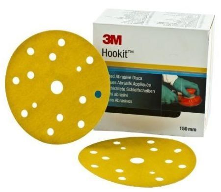 3M Hookit 255P Золотистый абразивный круг на липучке 150 мм, 15 отверстий